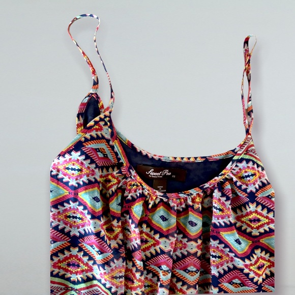 Womens Boho Lined Sleeveless Top Y2K XS - Picture 4 of 6